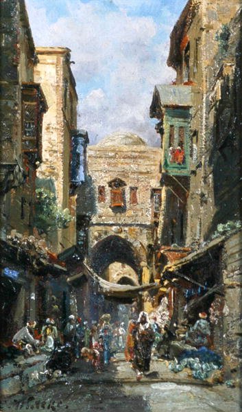 Davids gade i Jerusalem, ca. 1890 (olie om bord) af Carl Wuttke
