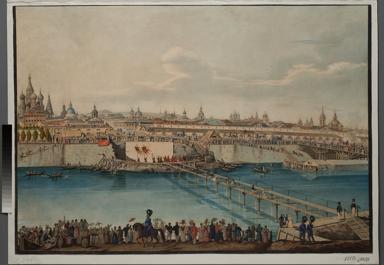 Hjørnestenslægningsceremoni til Moskvoretsky-broen i Moskva, 1830. af Carl von Hampeln