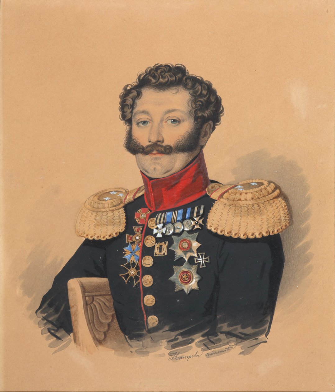 Portræt af prins Stepan Alexandrovich Khilkov 1785-1854, efter 1832. af Carl von Hampeln
