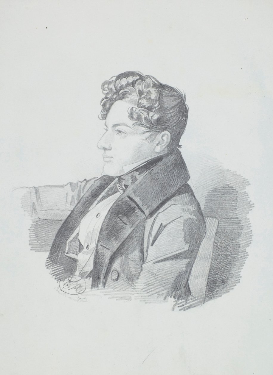 Portræt af Vasily Viktorovich Kochubey 1812-1850, ca. 1832. af Carl von Hampeln