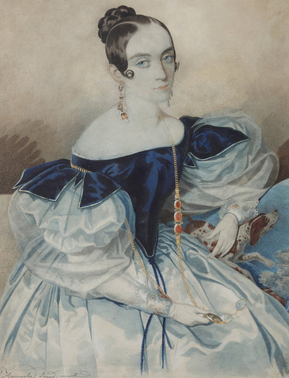Portræt af en dame med en Lorgnette, 1830