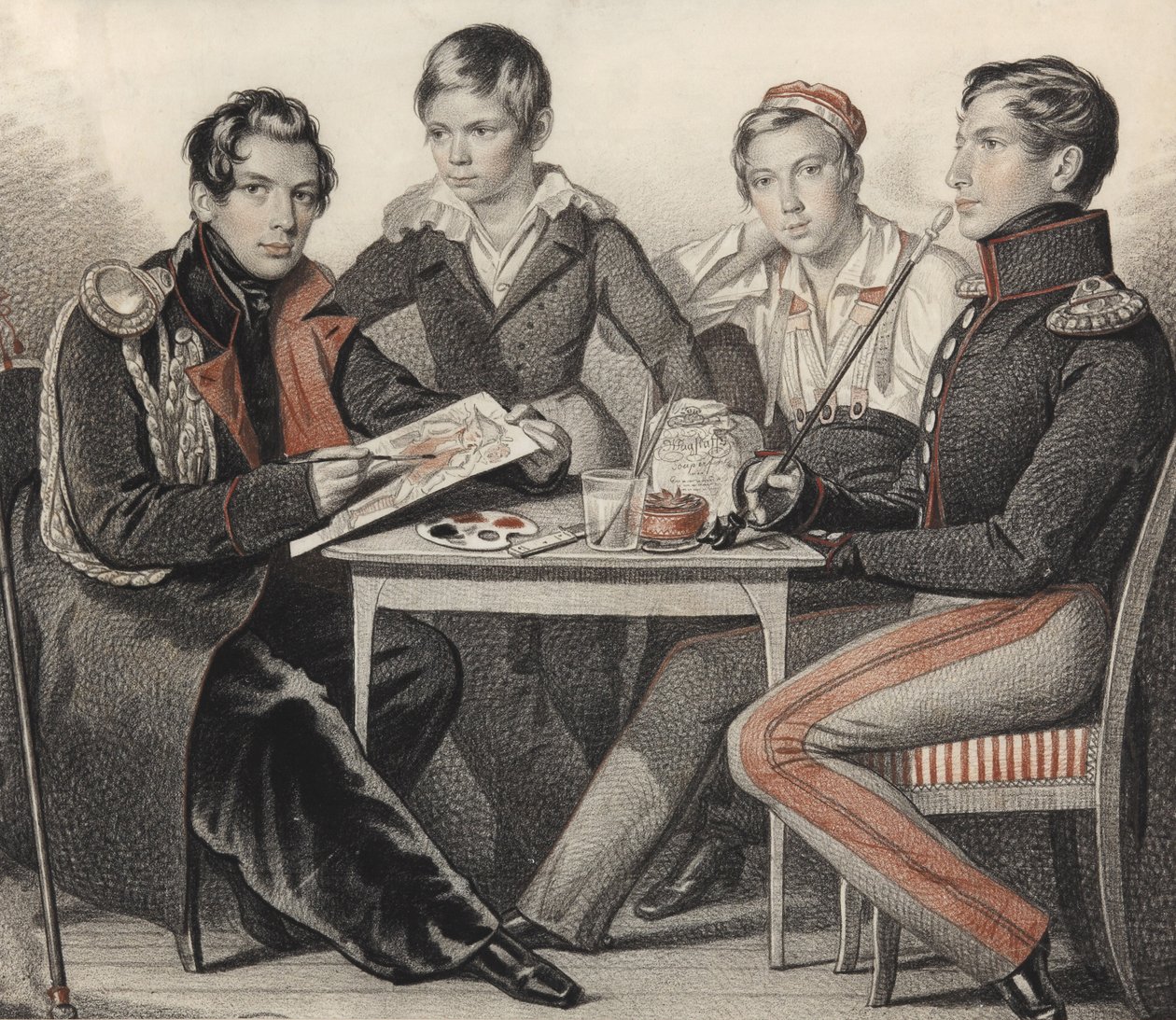 Portræt af brødrene Konovnitsyn, 1825. af Carl von Hampeln