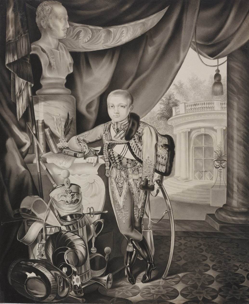 Portræt af kronprinsen Alexander Nikolayevich 1818-1881, 1827. af Carl von Hampeln