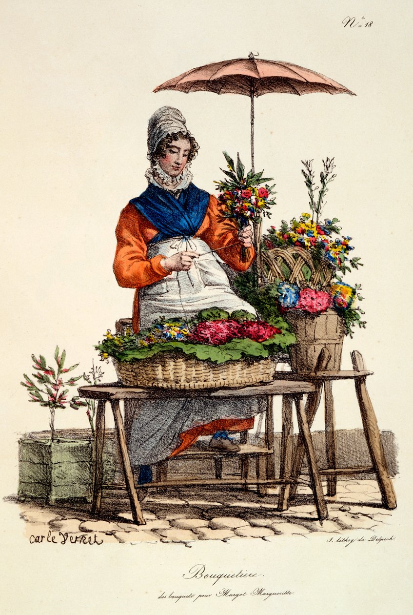 Bouquetiere des bouquets for Margot Margueritte, tryk lavet af Delpeck, fra 
