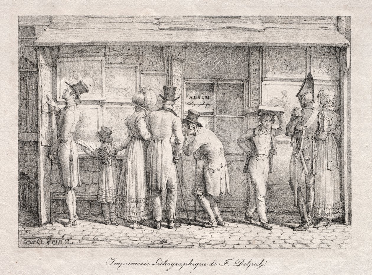 Delpech Lithographic Print Shop, ca. 1818. af Carle Vernet