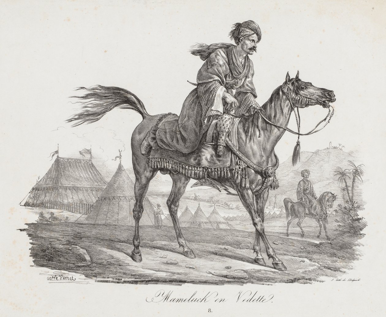 Stor suite af heste: Mounted Mamelucke, ca. 1818. af Carle Vernet