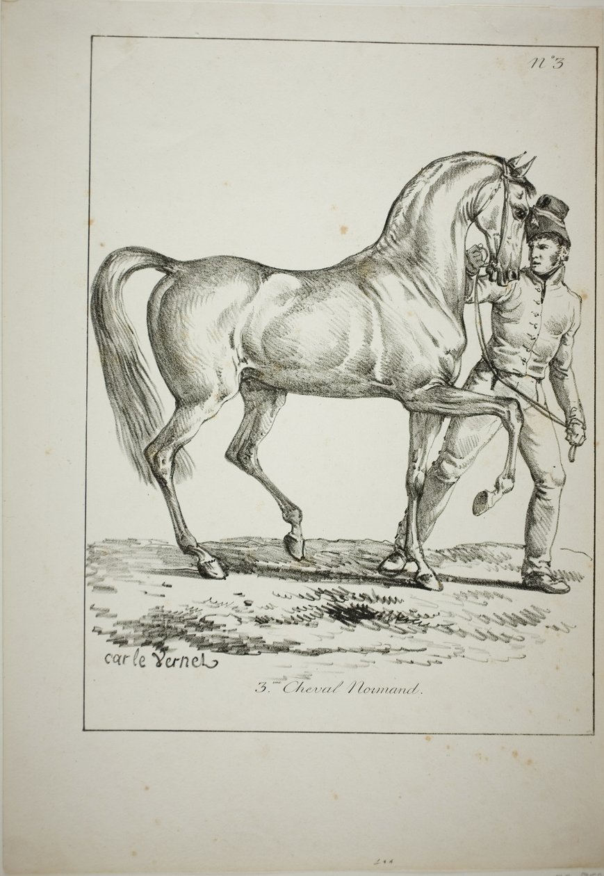 Royal Guard, Norman Cavalier, ikke i fuld kjole, og hest, nr. 3 af Carle Vernet