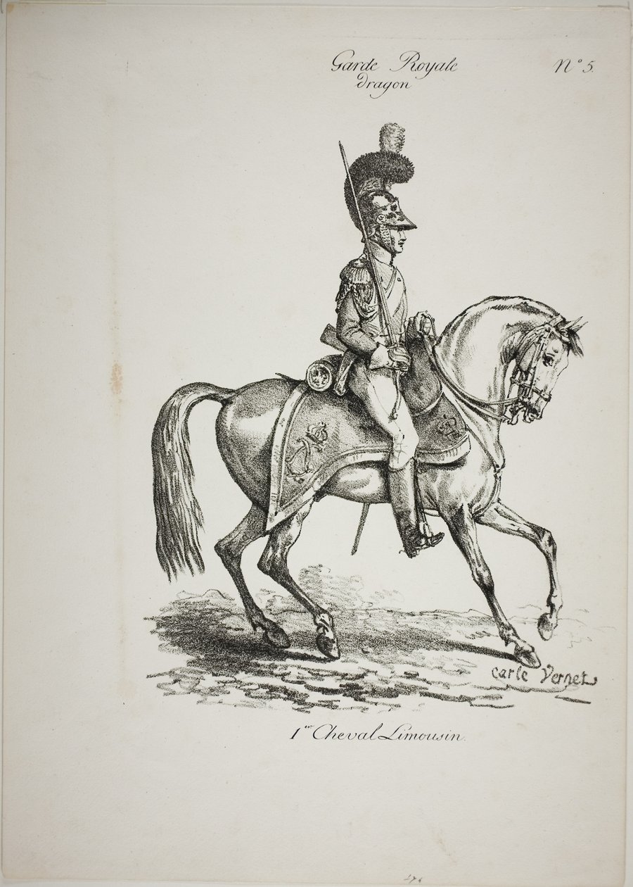 Royal Guard, Norman Montered Dragoon and Horse, nr. 5, First Limoges Horse af Carle Vernet
