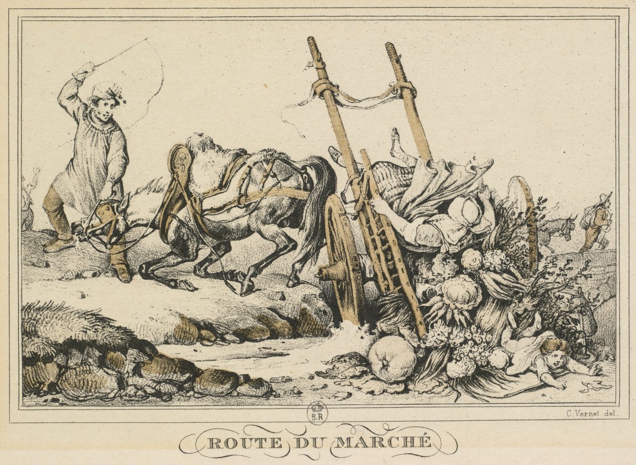 Scenes of Daily Life, Roads and Paths: Road to Market, 1819. af Carle Vernet