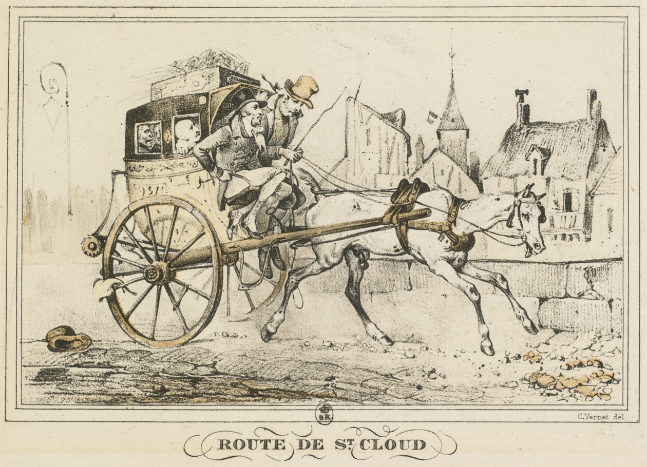 Scener i dagligdagen, veje og stier: Road to Saint-Cloud af Carle Vernet