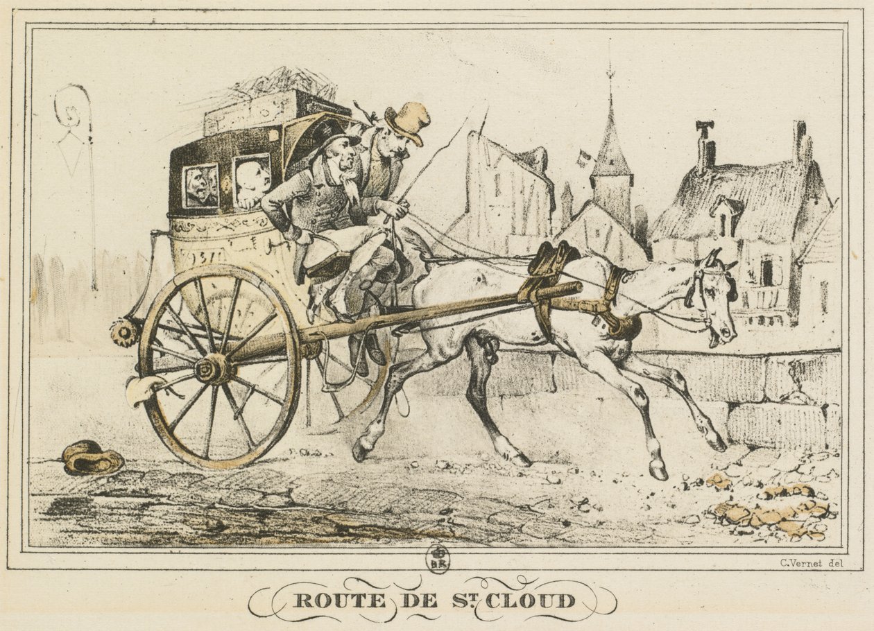 Scener i dagligdagen, veje og stier: Road to Saint-Cloud..., 1816. af Carle Vernet