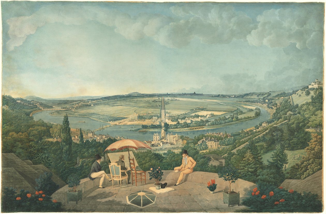 Udsigt over Paris fra terrassen til Pavillon de Brimborion af Carle Vernet