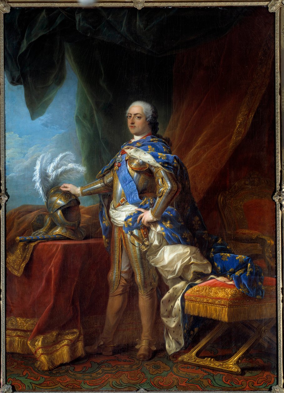 Portræt i foden af Louis XV (1710 - 1774) konge af Frankrig. Maleri af Carle Van Loos værksted (1705 - 1765) af Carle van (studio of) Loo