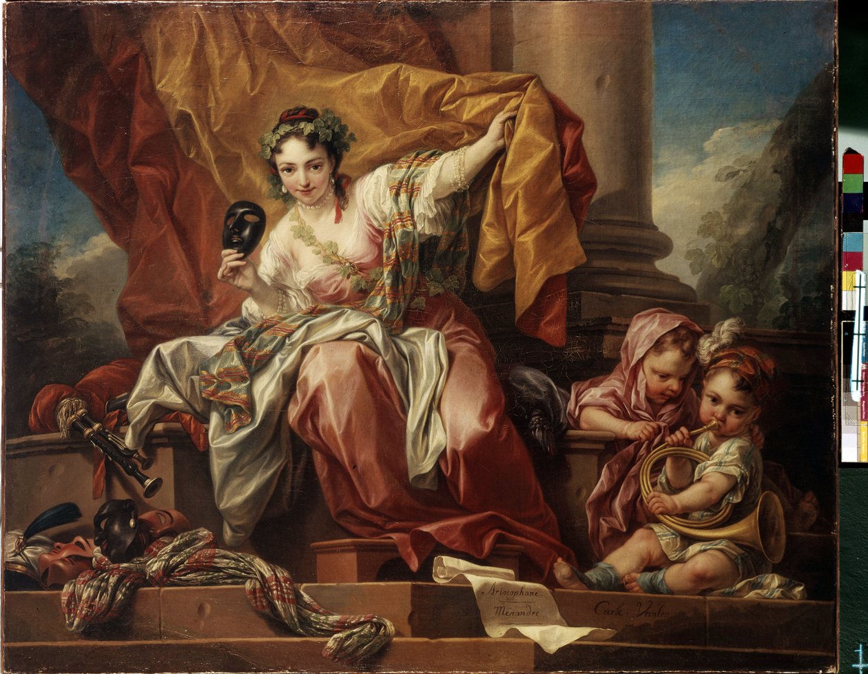 Allegori over komedie. Maleri af Carle Van Loo (1705-1765). Olie på lærred af Carle van Loo