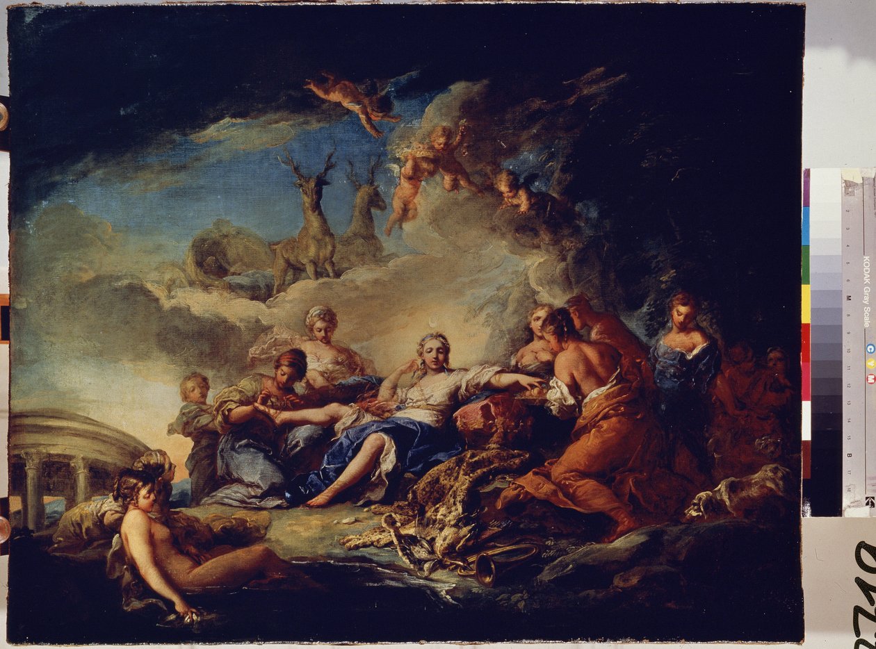 Diana hviler på jagten. Maleri af Carle Van Loo (1705-1765). Olie på lærred, 65 x 80,5 cm af Carle van Loo