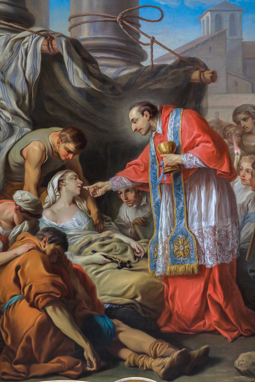 Sankt Karl Borromæus giver nadver til de pestramte af Carle van Loo