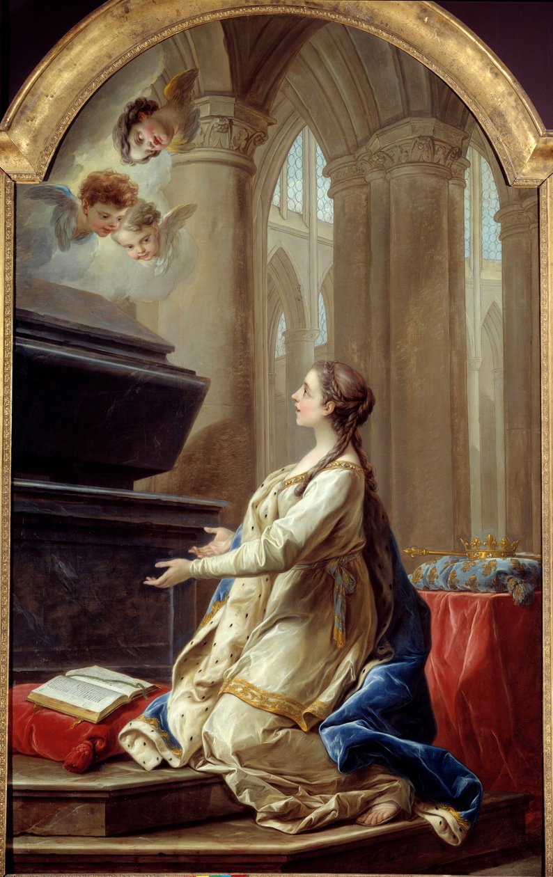 Saint Clothilde i bøn Maleri af Carle Van Loo (1705-1765) 1700-tallets Brest, Museum of Fine Arts. af Carle van Loo