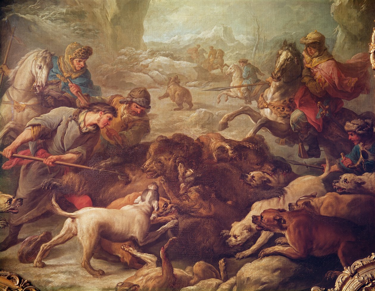 Bjørnejagten (olie på lærred) af Carle van Loo