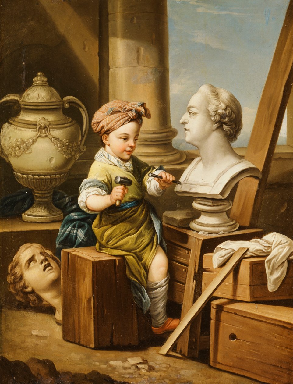 De fire kunster - skulptur, af Carle van Loo