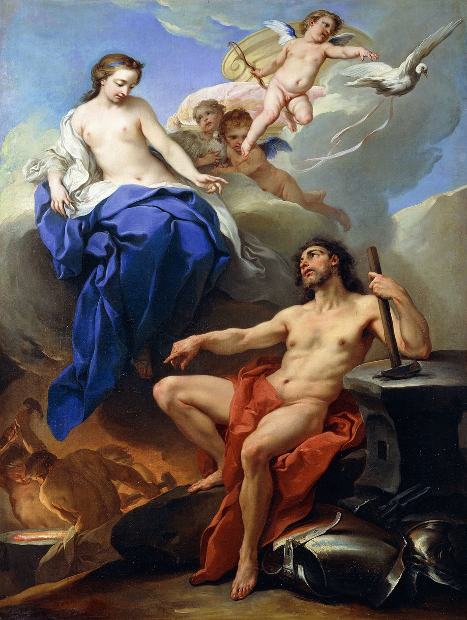 Venus anmoder Vulcan om at lave våben til Aeneas, af Carle van Loo