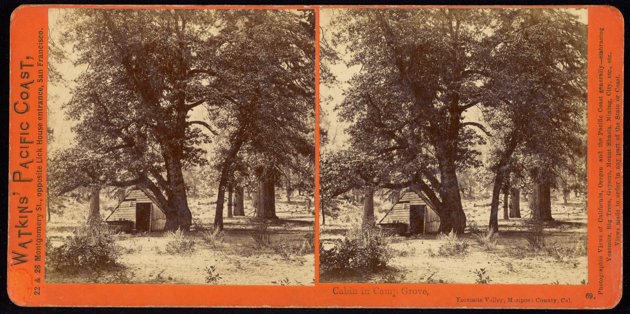 Hytte i Camp Grove, Yosemite Valley, Mariposa County, Ca. af Carleton E. Watkins