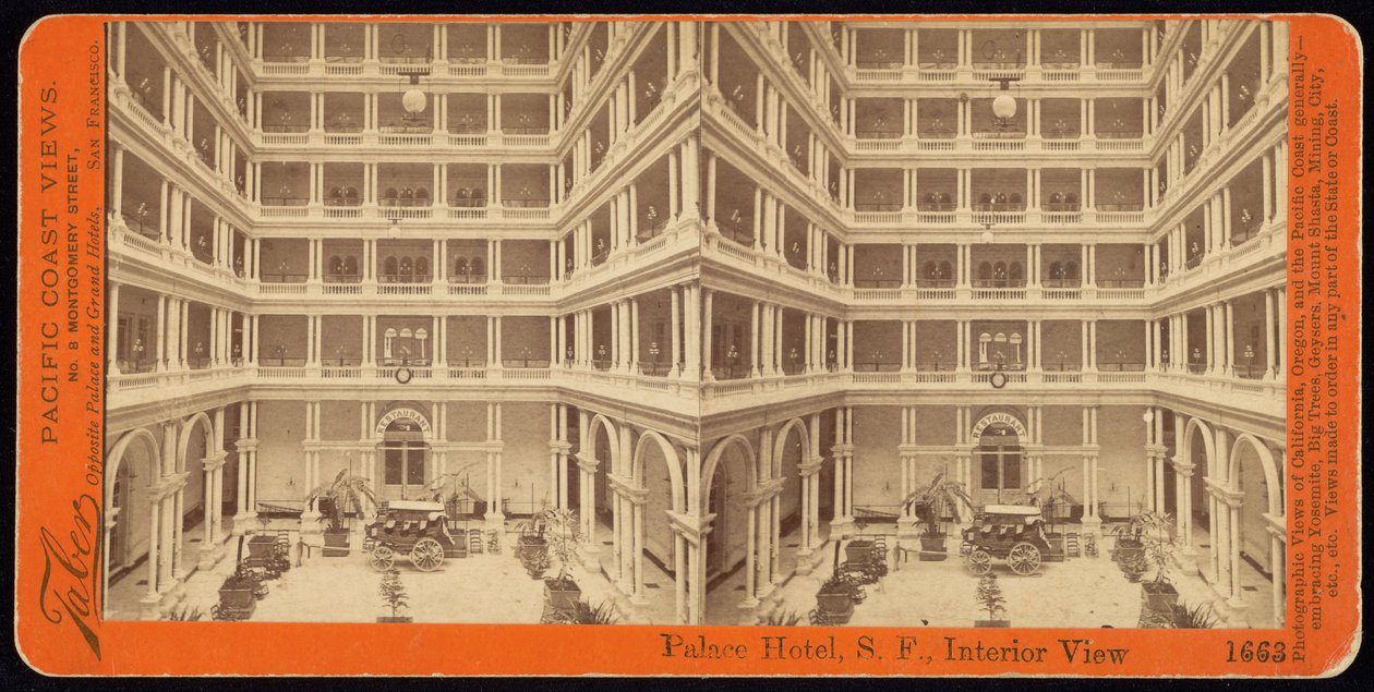 Palace Hotel, S.F., Indvendig udsigt af Carleton E. Watkins