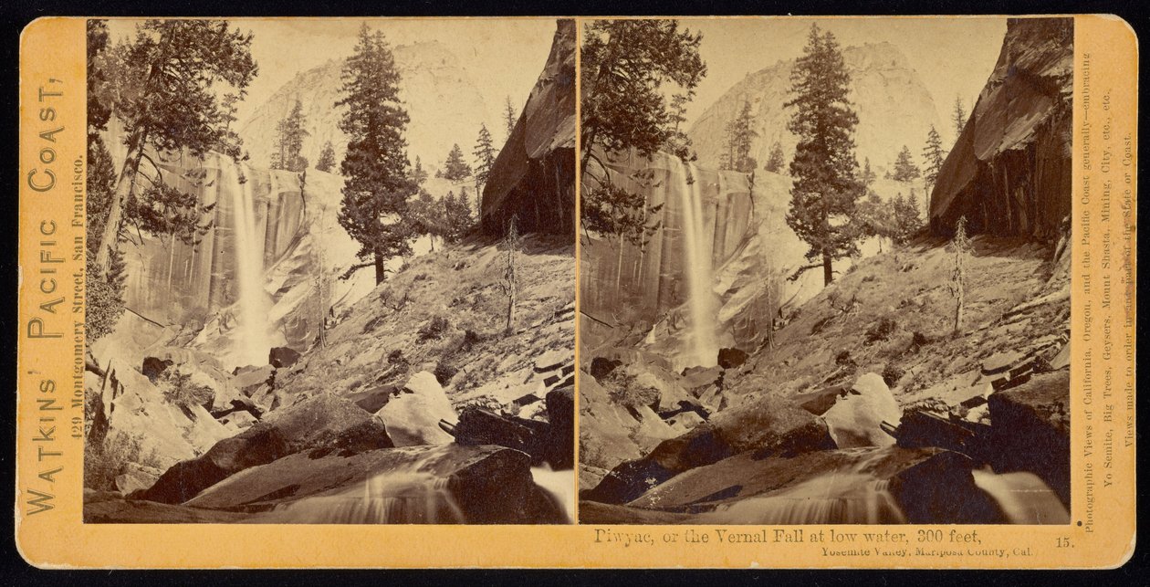 Piwyac, eller forårsfaldet, 300 fod, Yosemite Valley, Mariposa County, Cal. af Carleton E. Watkins
