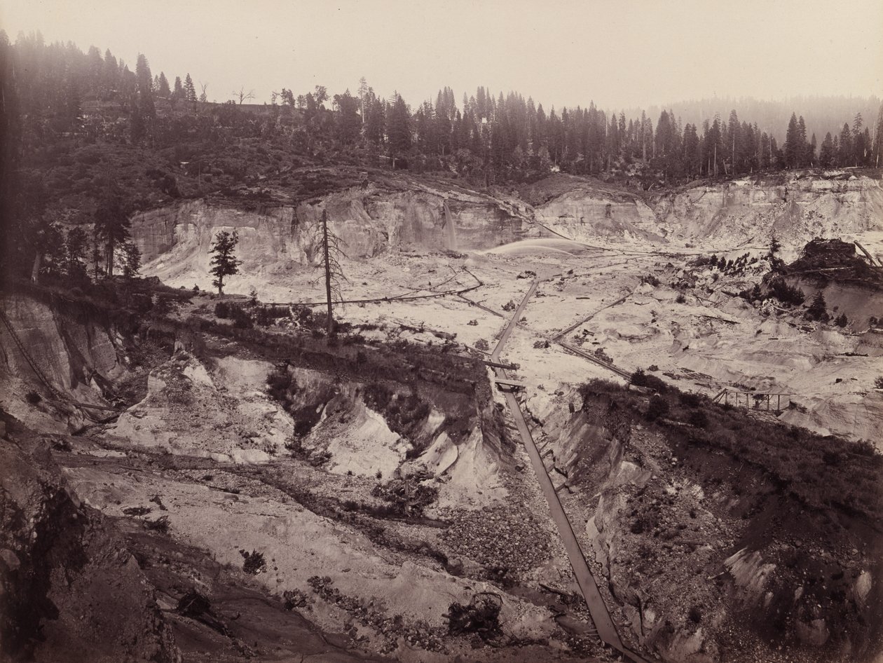 Malakoff Diggins. North Bloomfield Gravel Mining Company, ca. 1871 (albumin med mammutplade) af Carleton E. Watkins