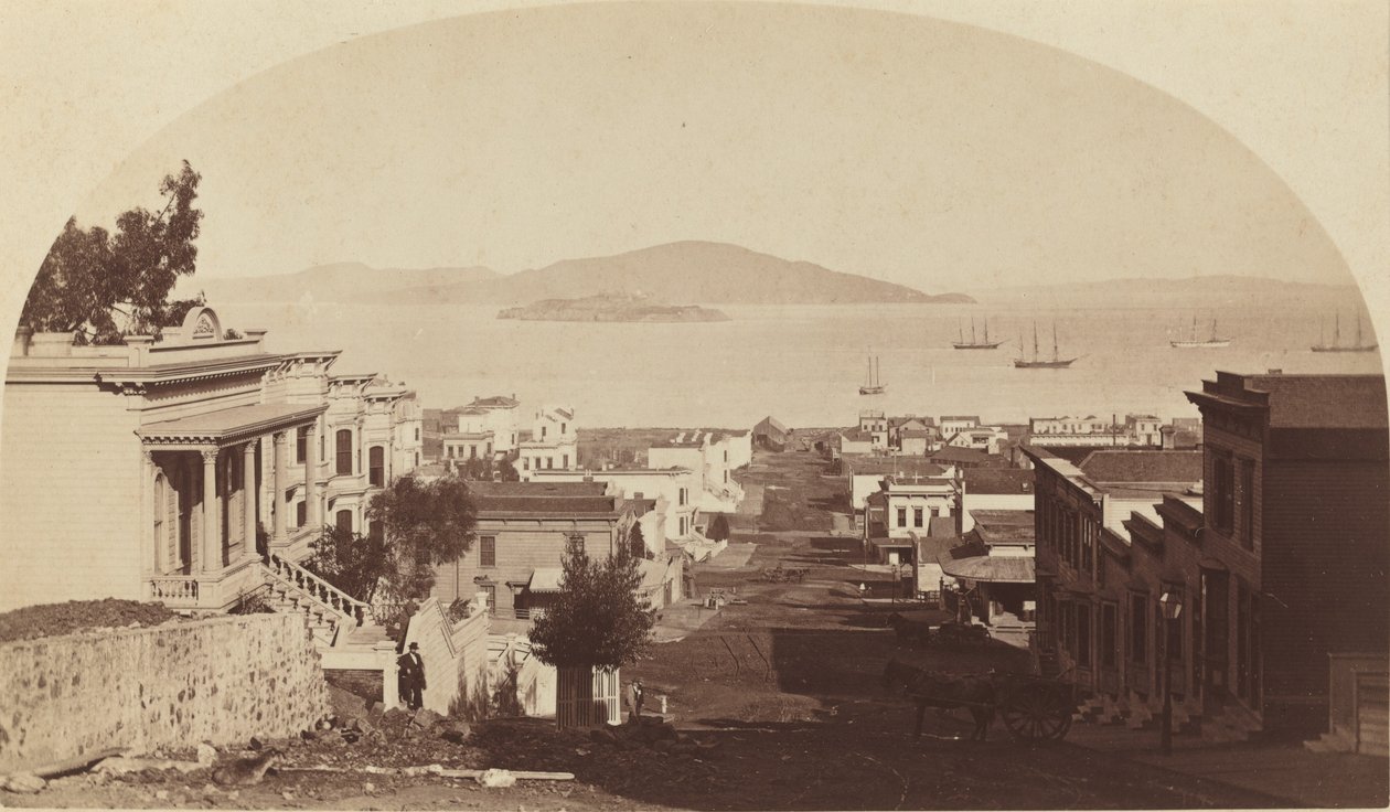 Alcatraz Island og San Francisco Bay, ser mod nord af Carleton E. Watkins
