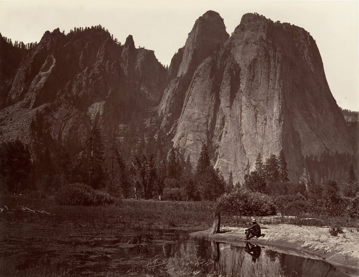 Cathedral Rocks, Yosemite, ca. 1872, trykt ca. 1876. af Carleton E. Watkins.