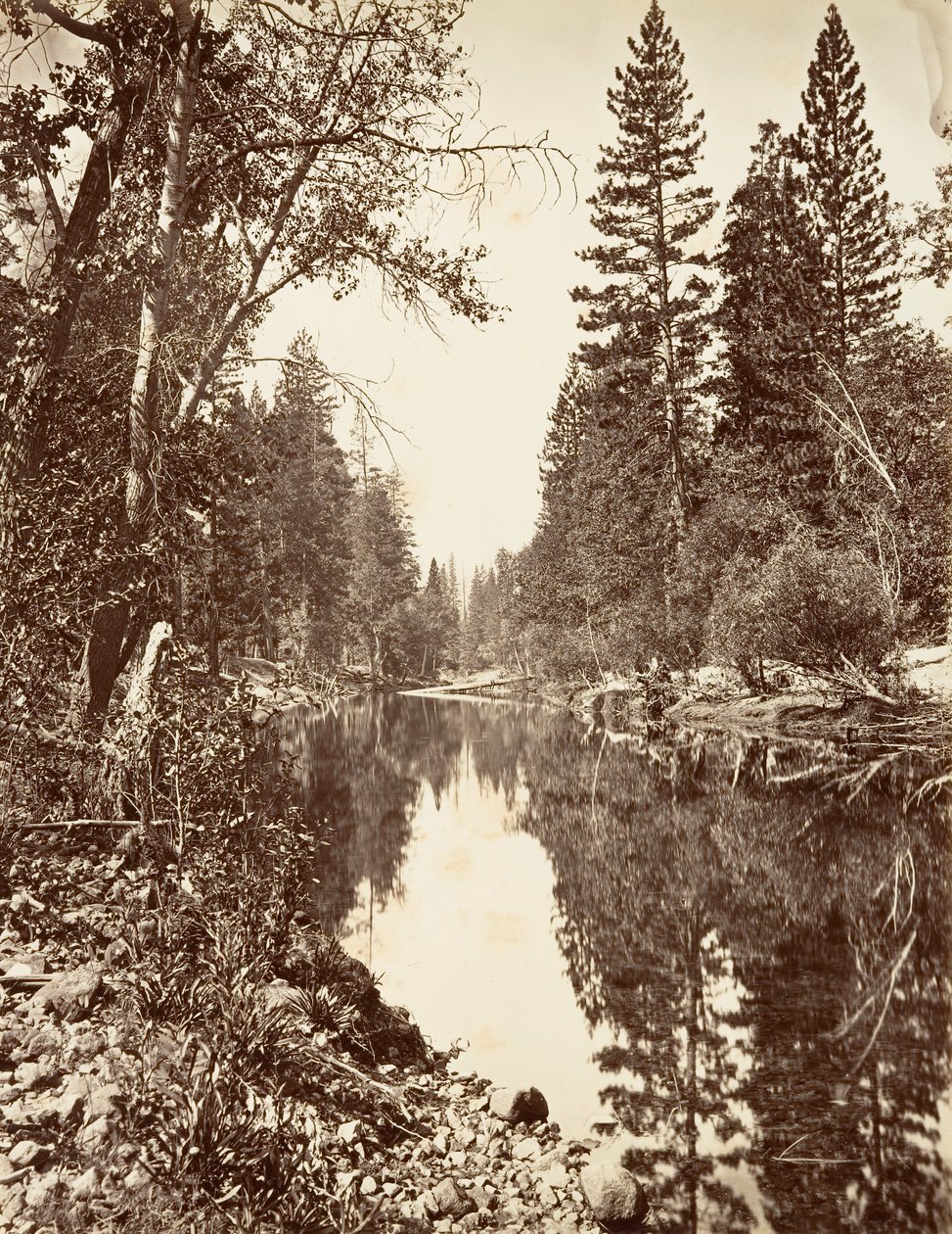 Merced River, Yosemite, ca. 1872, trykt ca. 1876. af Carleton E. Watkins.