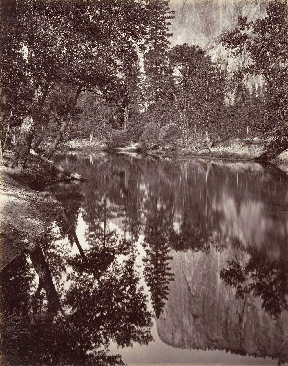 Spejlvisning af El Capitan, Yosemite, ca. 1872, trykt ca. 1876. af Carleton E. Watkins.