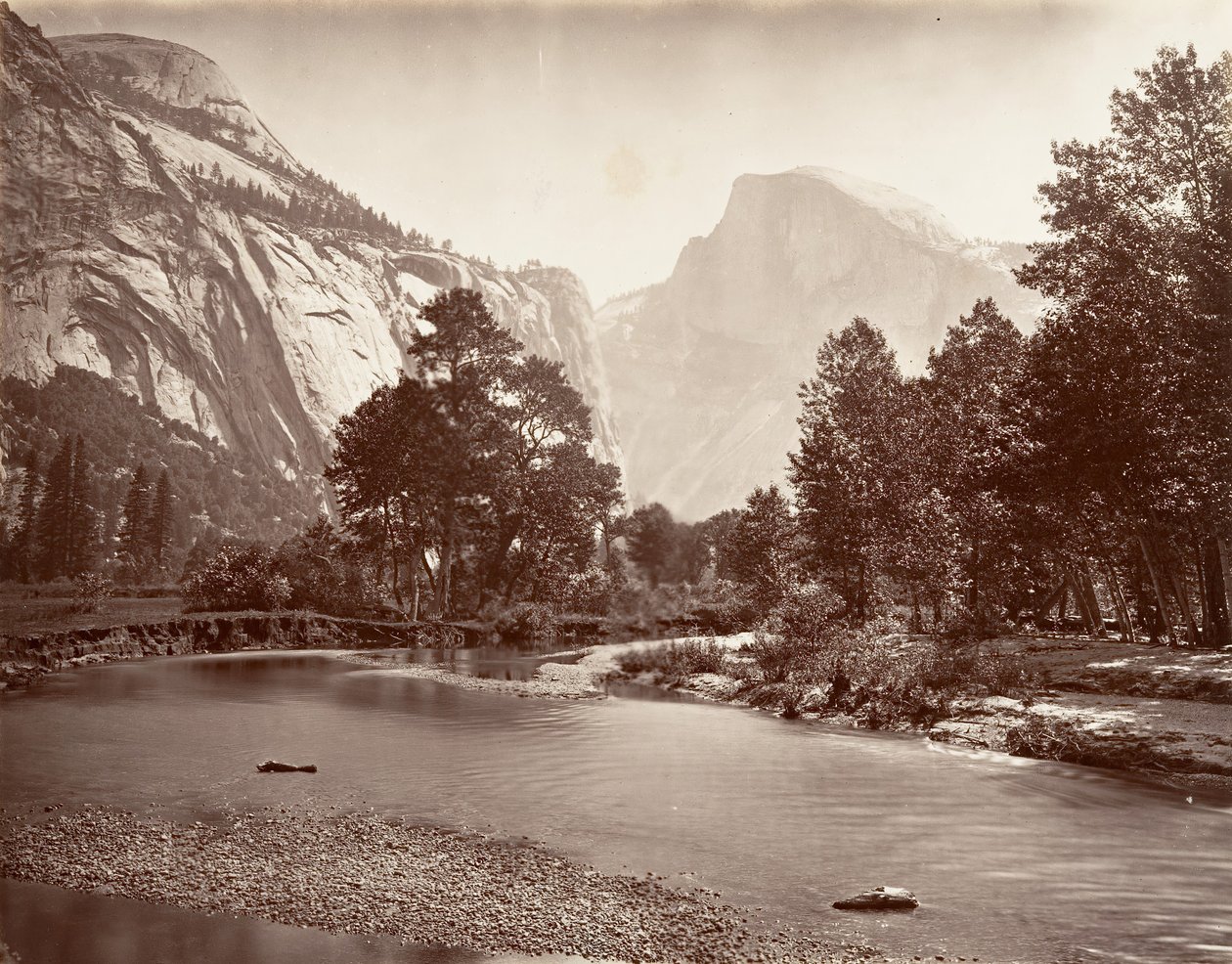 North og South Dome, Yosemite, ca. 1872, trykt ca. 1876. af Carleton E. Watkins.