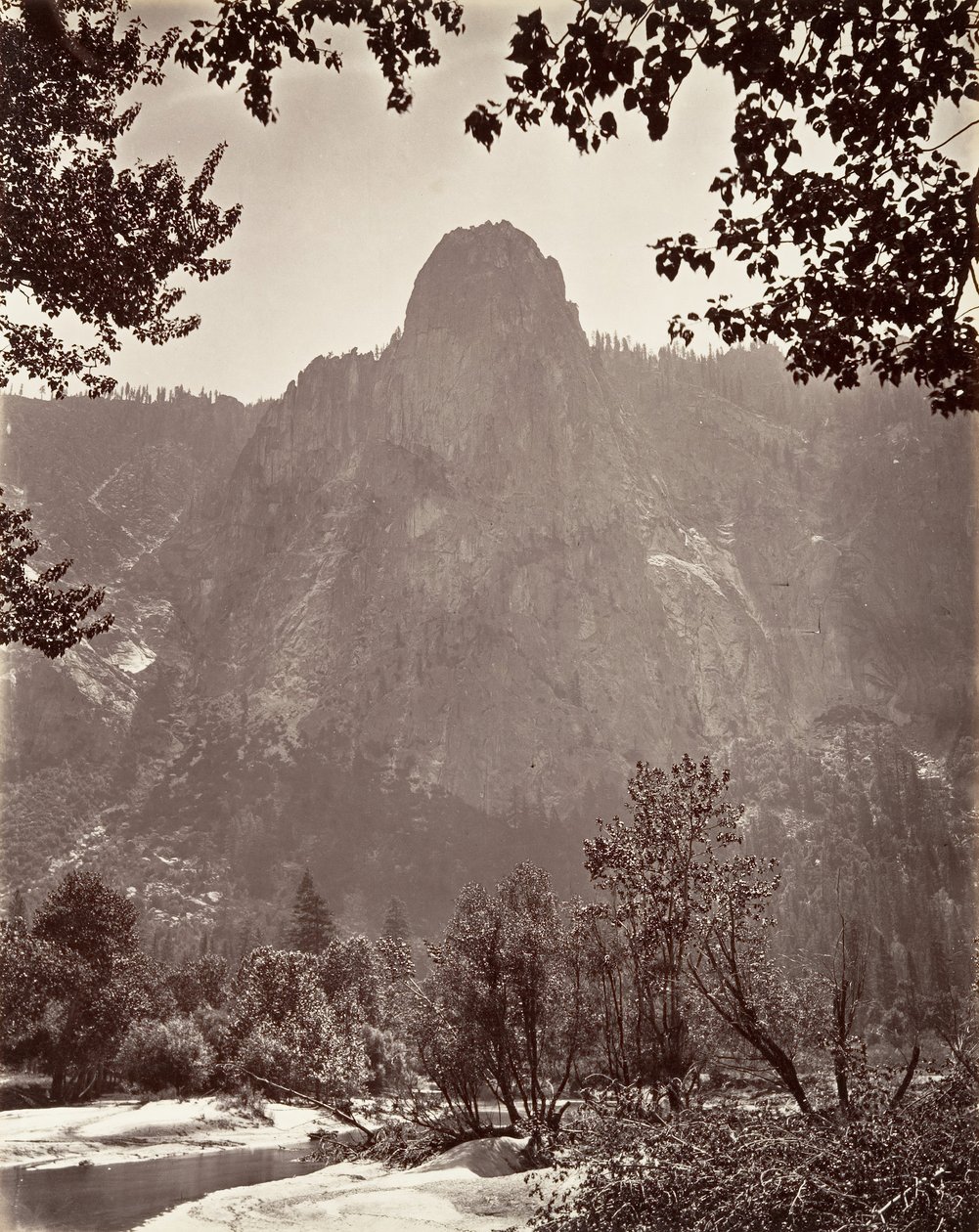 Sentinel Rock, Yosemite, ca. 1872, trykt ca. 1876. af Carleton E. Watkins.