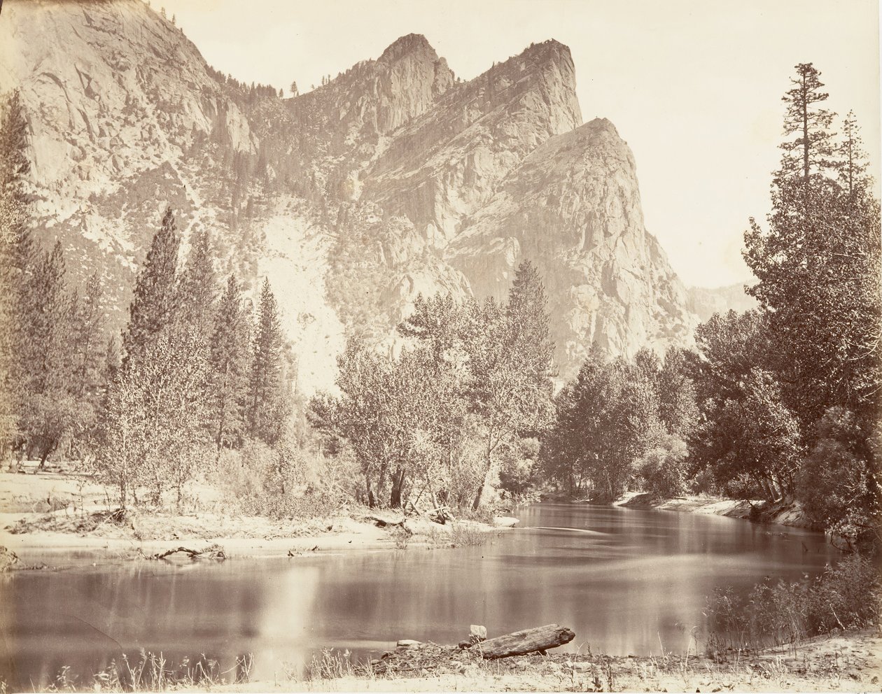 De tre brødre, Yosemite, ca. 1872, trykt ca. 1876. af Carleton E. Watkins.