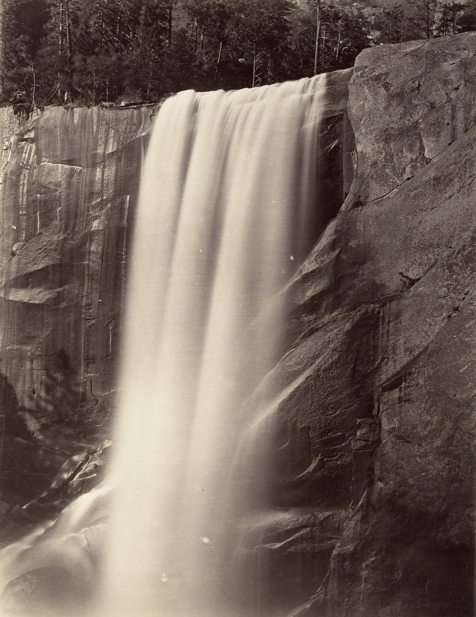 Vernal Falls, 350 fod, Yosemite, ca. 1872, trykt ca. 1876. af Carleton E. Watkins.