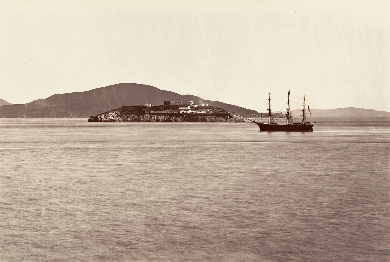 Alcatraz Island, San Francisco, 1868-69, trykt ca. 1876. af Carleton Emmons Watkins