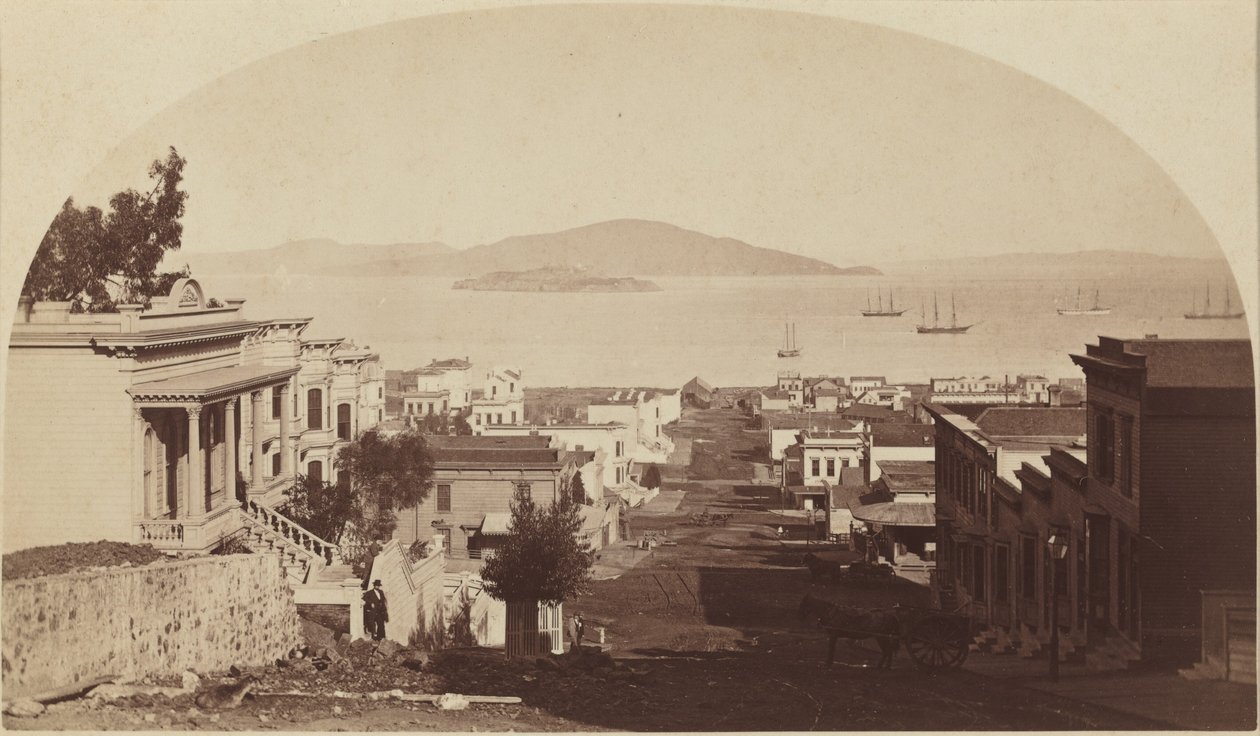 Alcatraz Island og San Francisco Bay, set mod nord, 1880