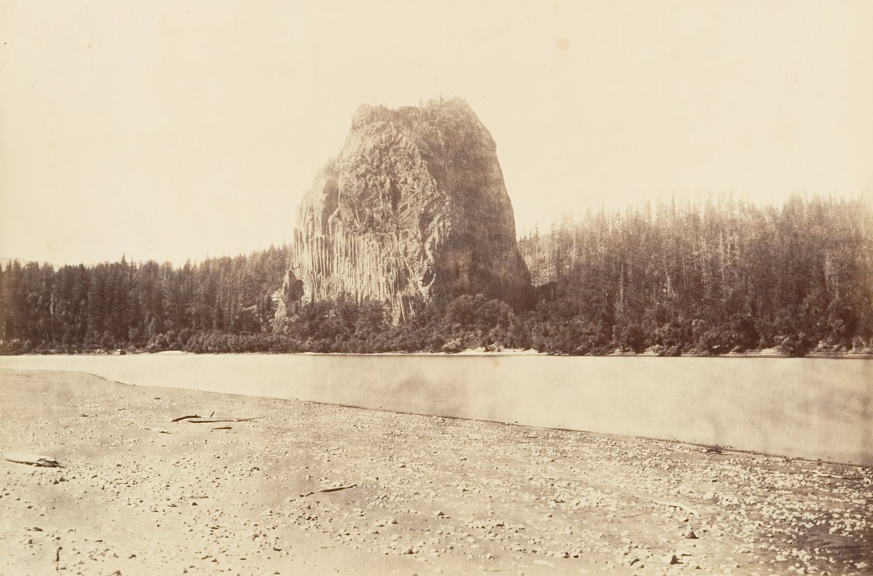 Castle Rock, Oregon, 1867, trykt ca. 1876. af Carleton Emmons Watkins
