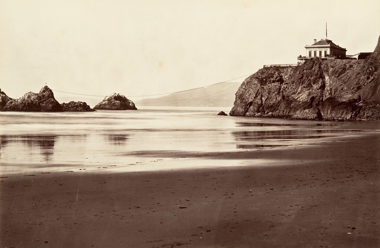 Cliff House and Seal Rock, 1868-69, trykt ca. 1876. af Carleton Emmons Watkins