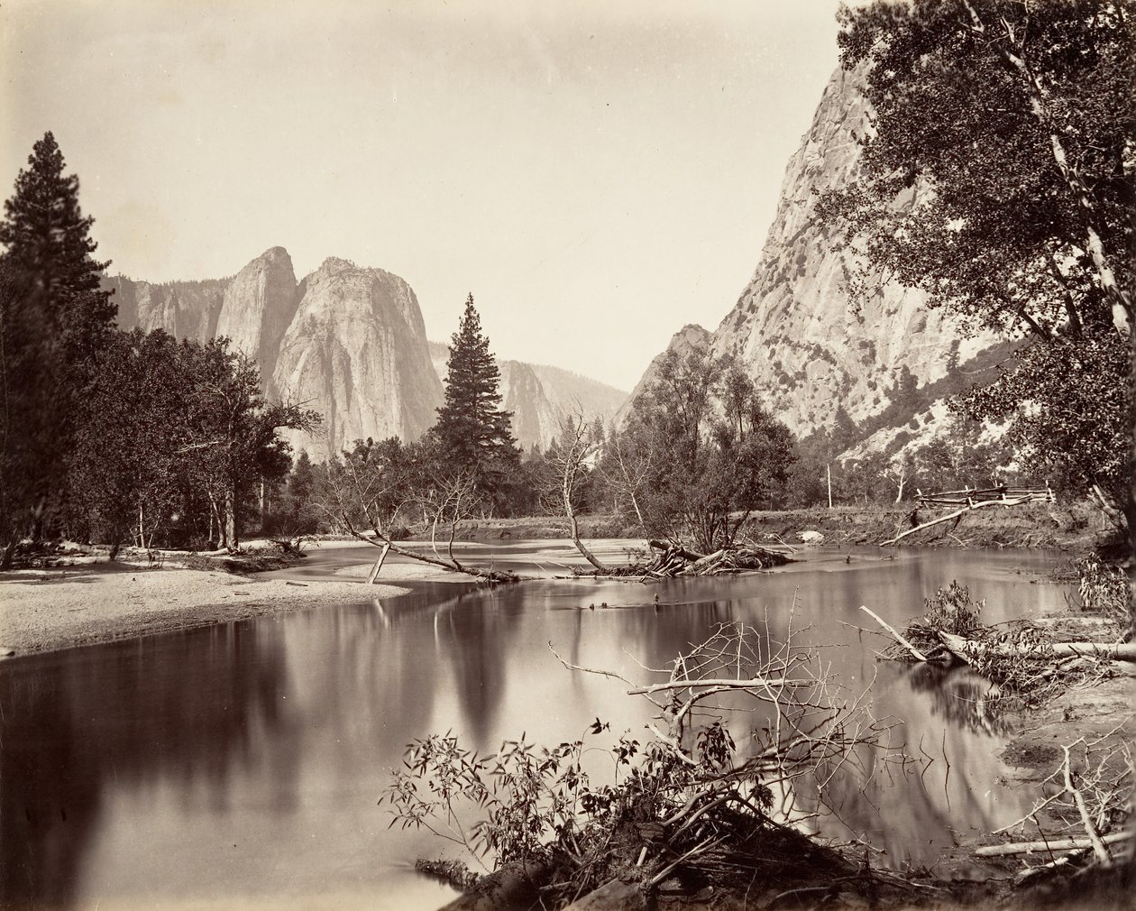 Ser ned ad Yosemite Valley, ca. 1872, trykt ca. 1876. af Carleton Emmons Watkins