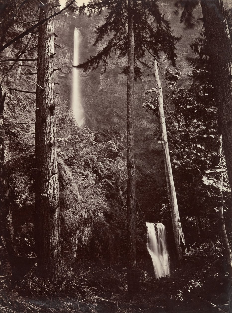 Multnomah Falls, Oregon, 1867, trykt senere. af Carleton Emmons Watkins