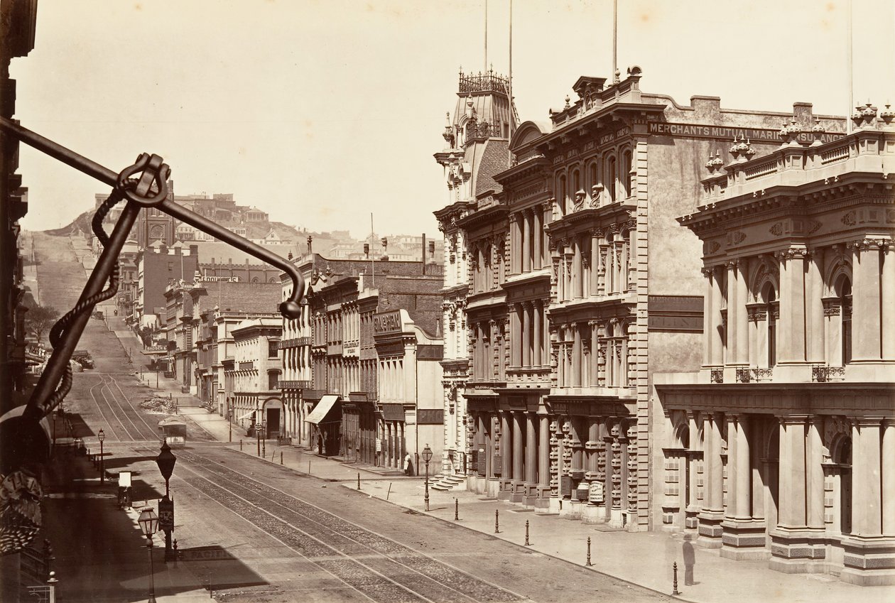 North Side of California Street, 1864, trykt ca. 1876. af Carleton Emmons Watkins