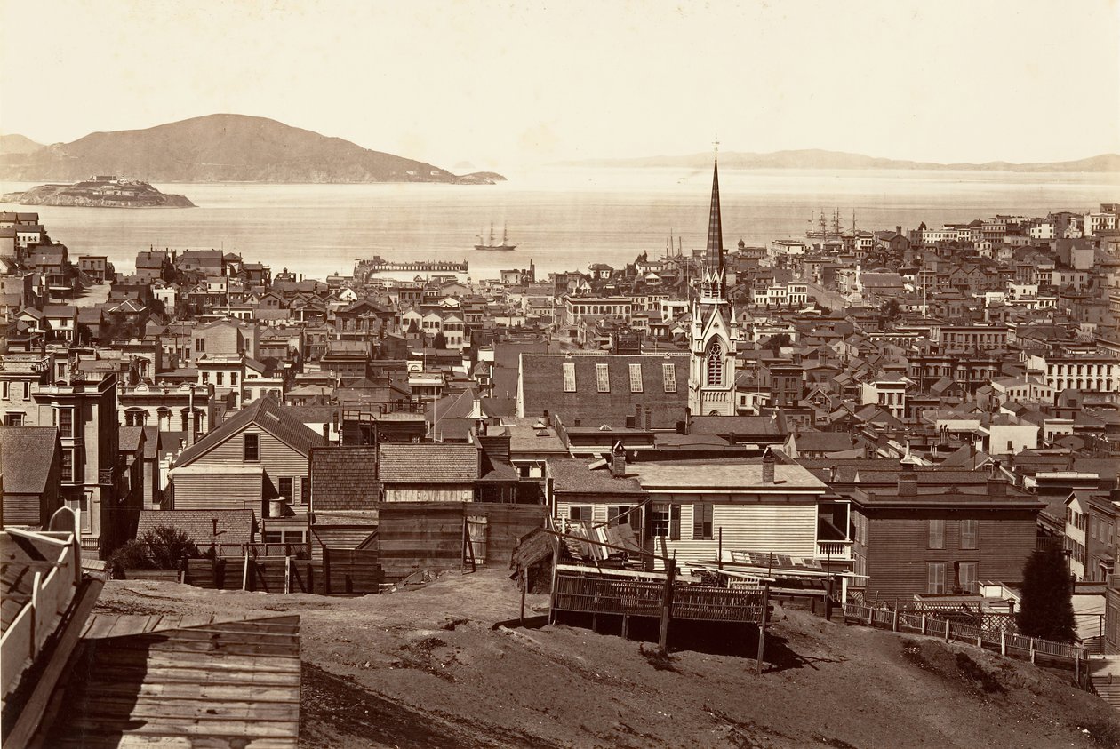 San Francisco, fra Californien og Powell Street, 1864, trykt ca. 1876. af Carleton Emmons Watkins