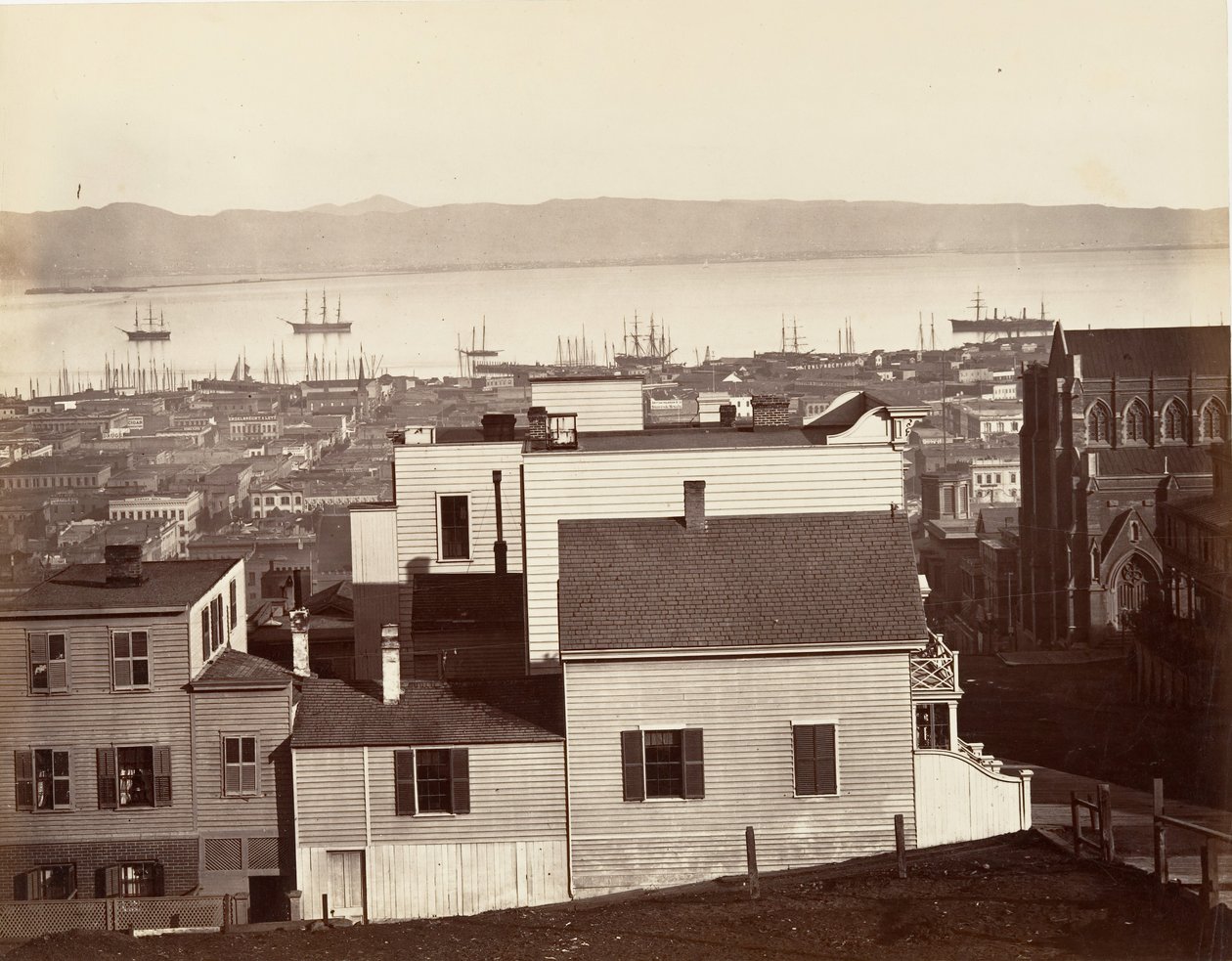 San Francisco, fra Californien og Powell Streets, 1864, trykt ca. 1876. af Carleton Emmons Watkins