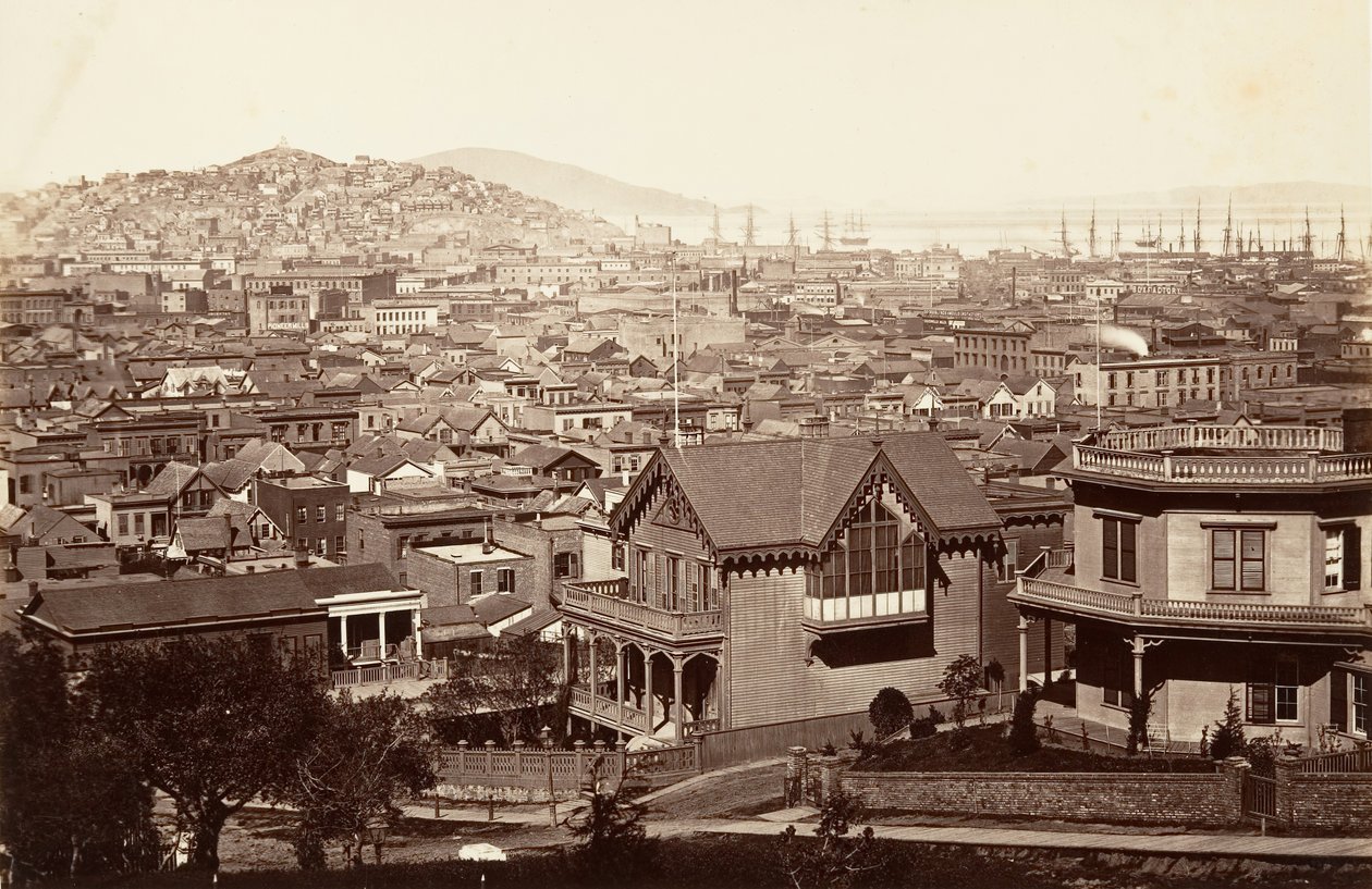 San Francisco, fra Rincon Hill, 1864, trykt ca. 1876. af Carleton Emmons Watkins