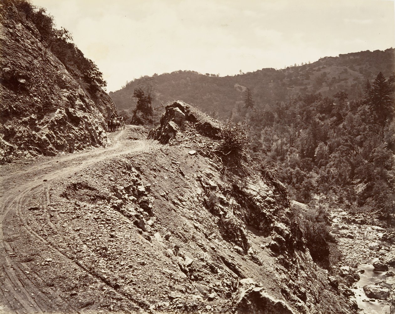 Sulphur Creek and Flume-road to Geysers, 1868-70, trykt ca. 1876. af Carleton Emmons Watkins