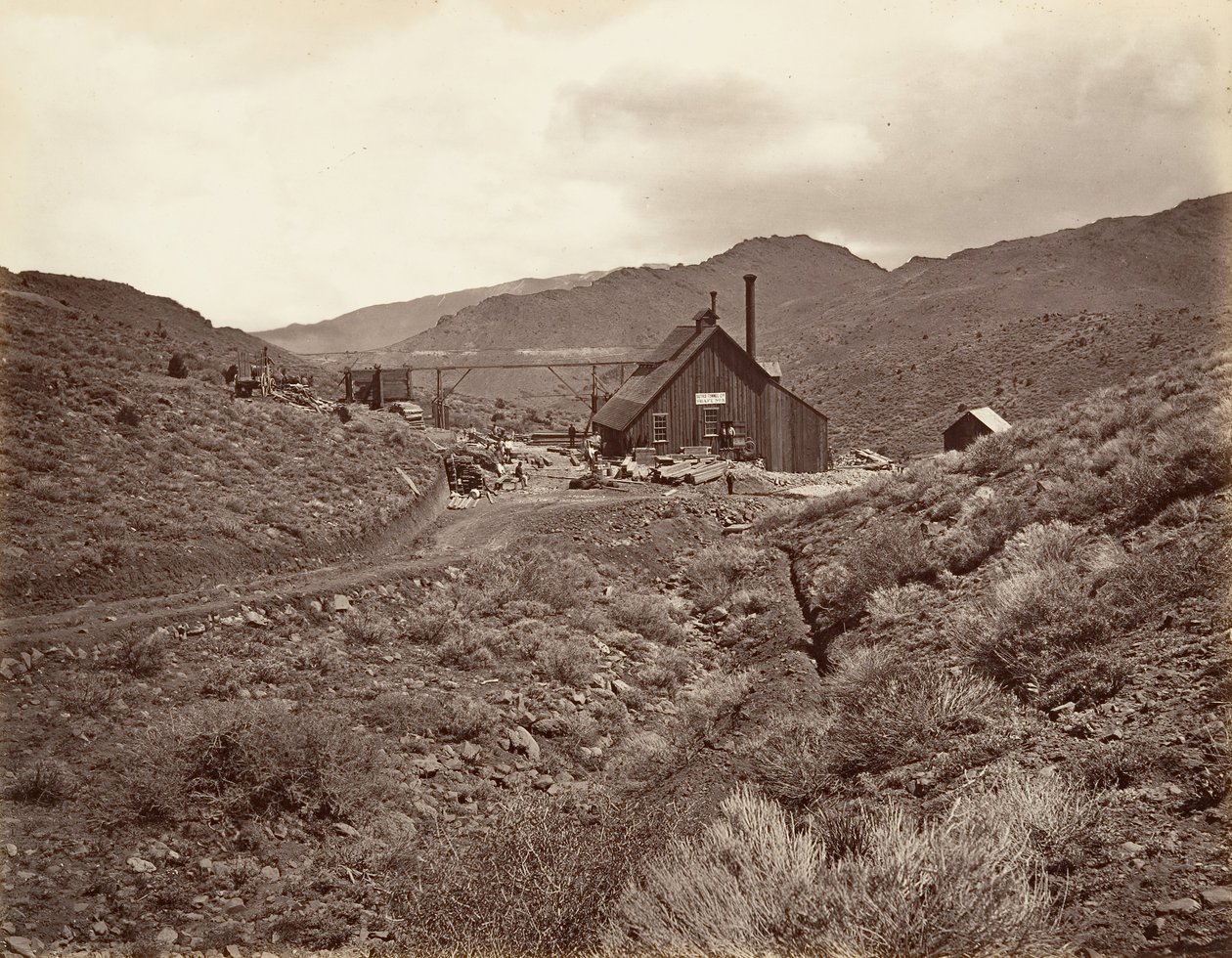 Sutro Tunnelskakt nr. 3, 1875, trykt ca. 1876. af Carleton Emmons Watkins