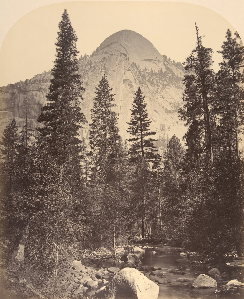 Tacoye, The North Dome, 3729 fod, 1861. af Carleton Emmons Watkins