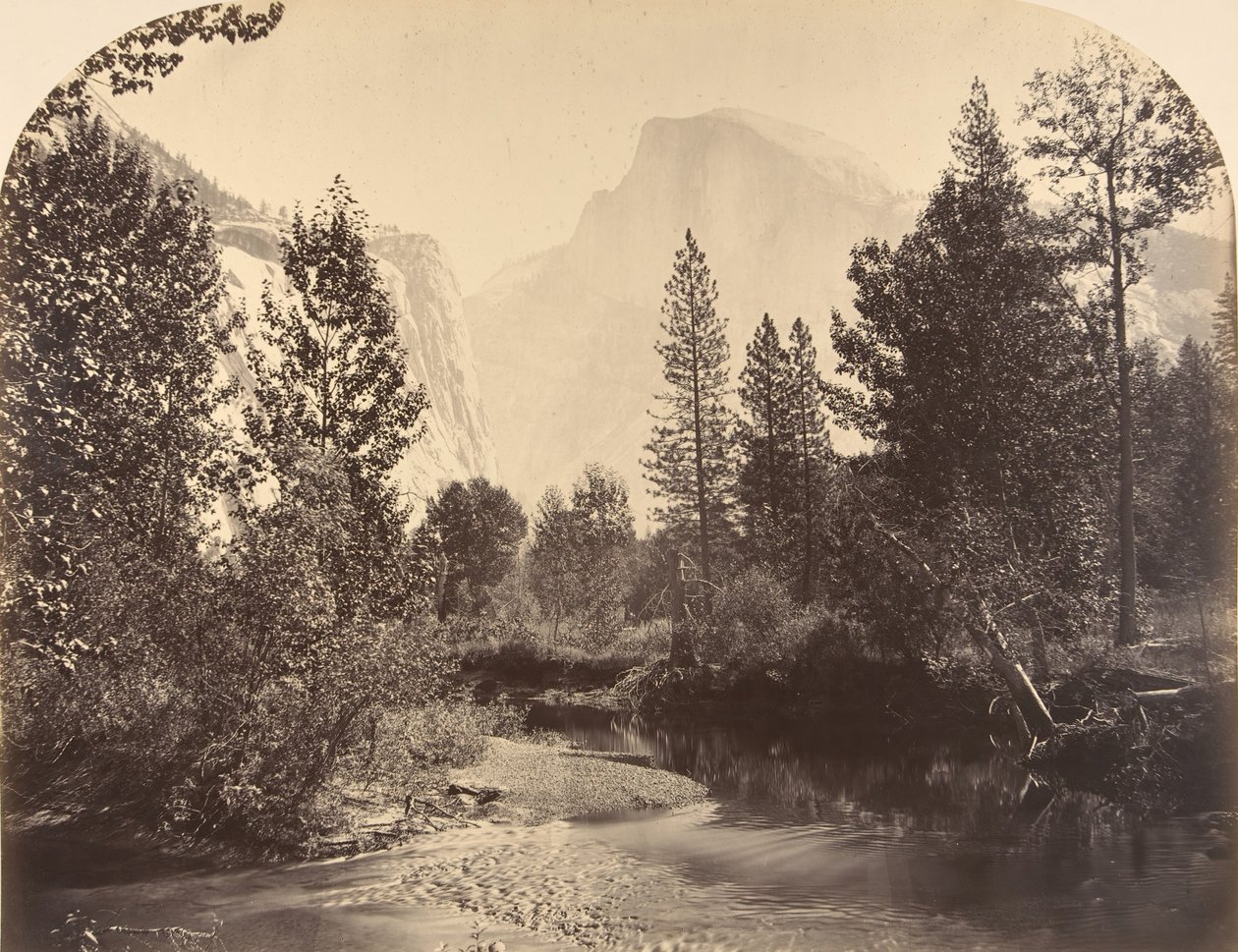Tasayac, eller den halve kuppel, 4967 fod, 1861. af Carleton Emmons Watkins